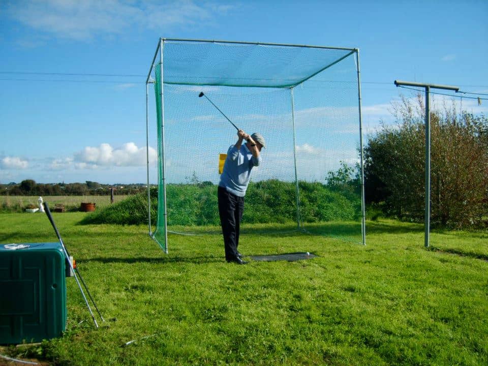 Golf practice net in cage for garden